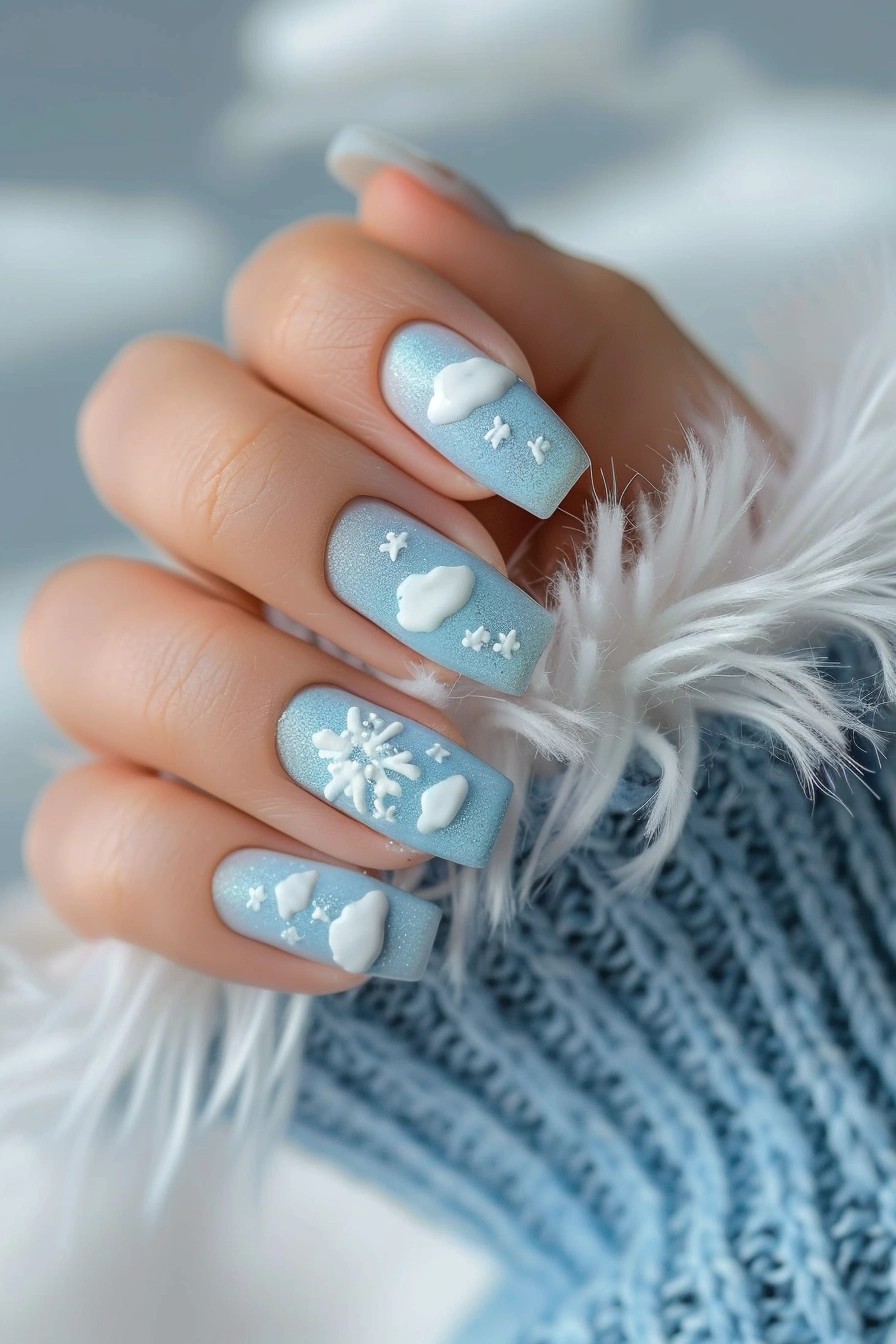 Soft Blue Base and Fluffy White Clouds