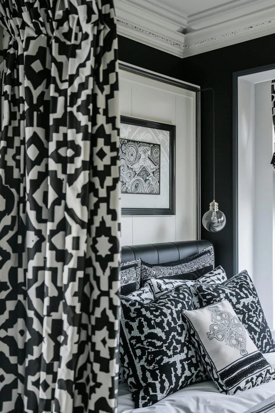 Black Patterned Curtains