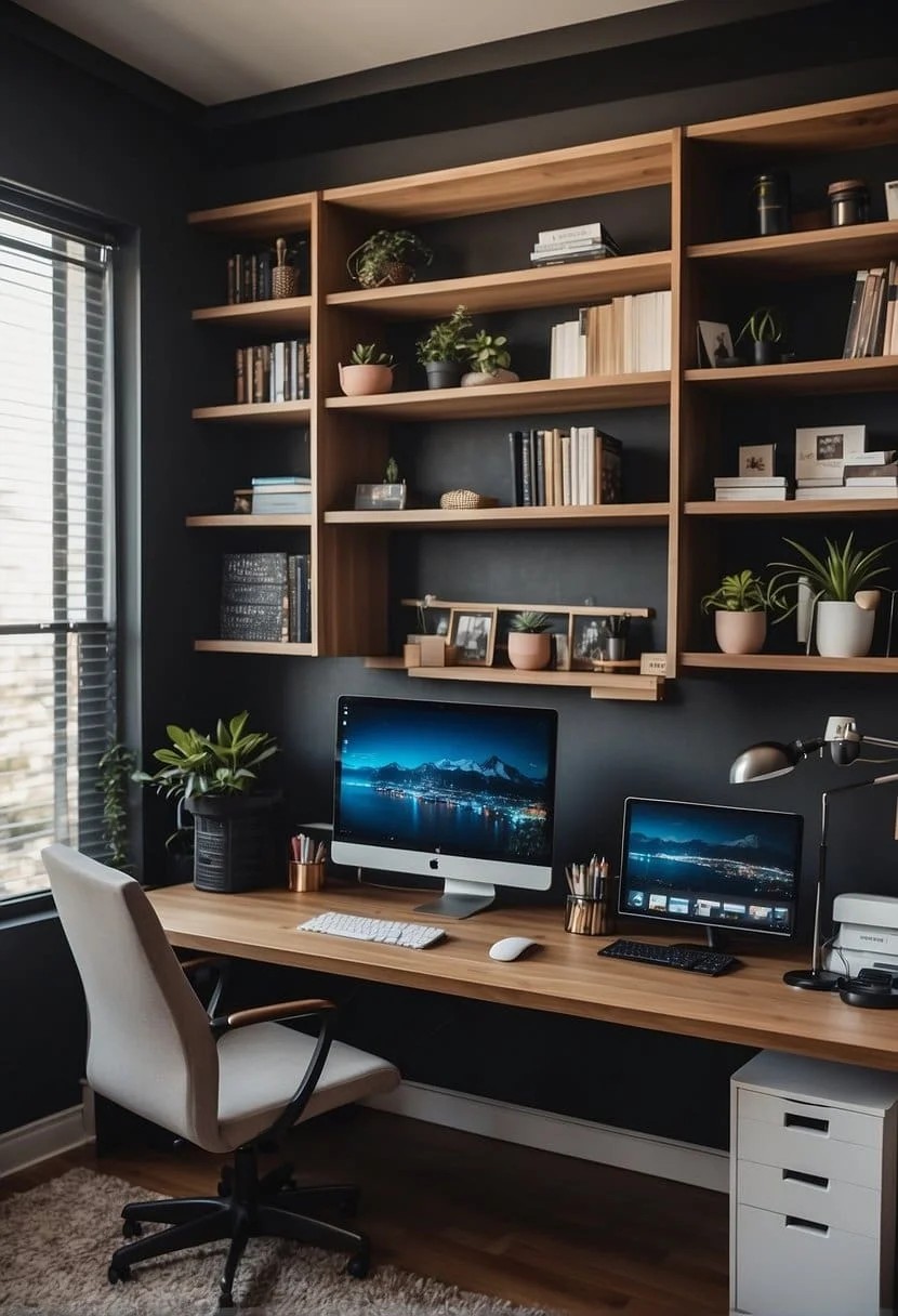 Home Office With Dual-Monitor Setup