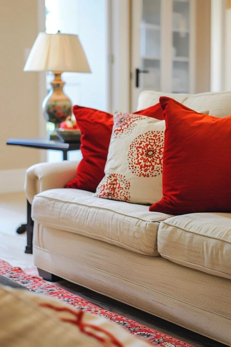 Red and Cream Throw Pillows