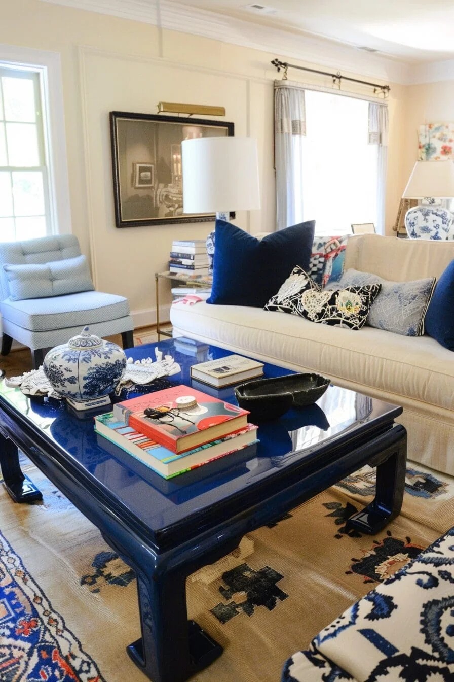 Blue Lacquer Coffee Table