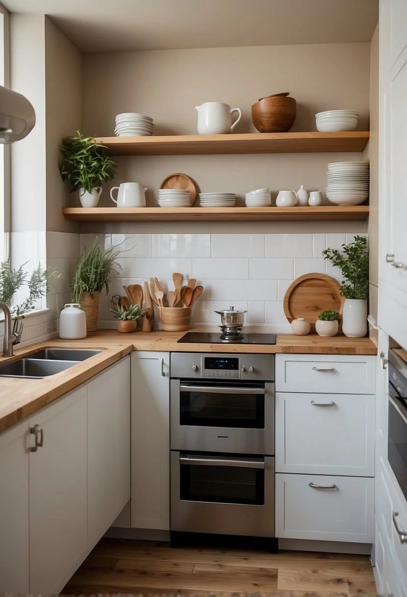 Introduce Open Shelving For A Spacious Feel In Your Small Galley Kitchen