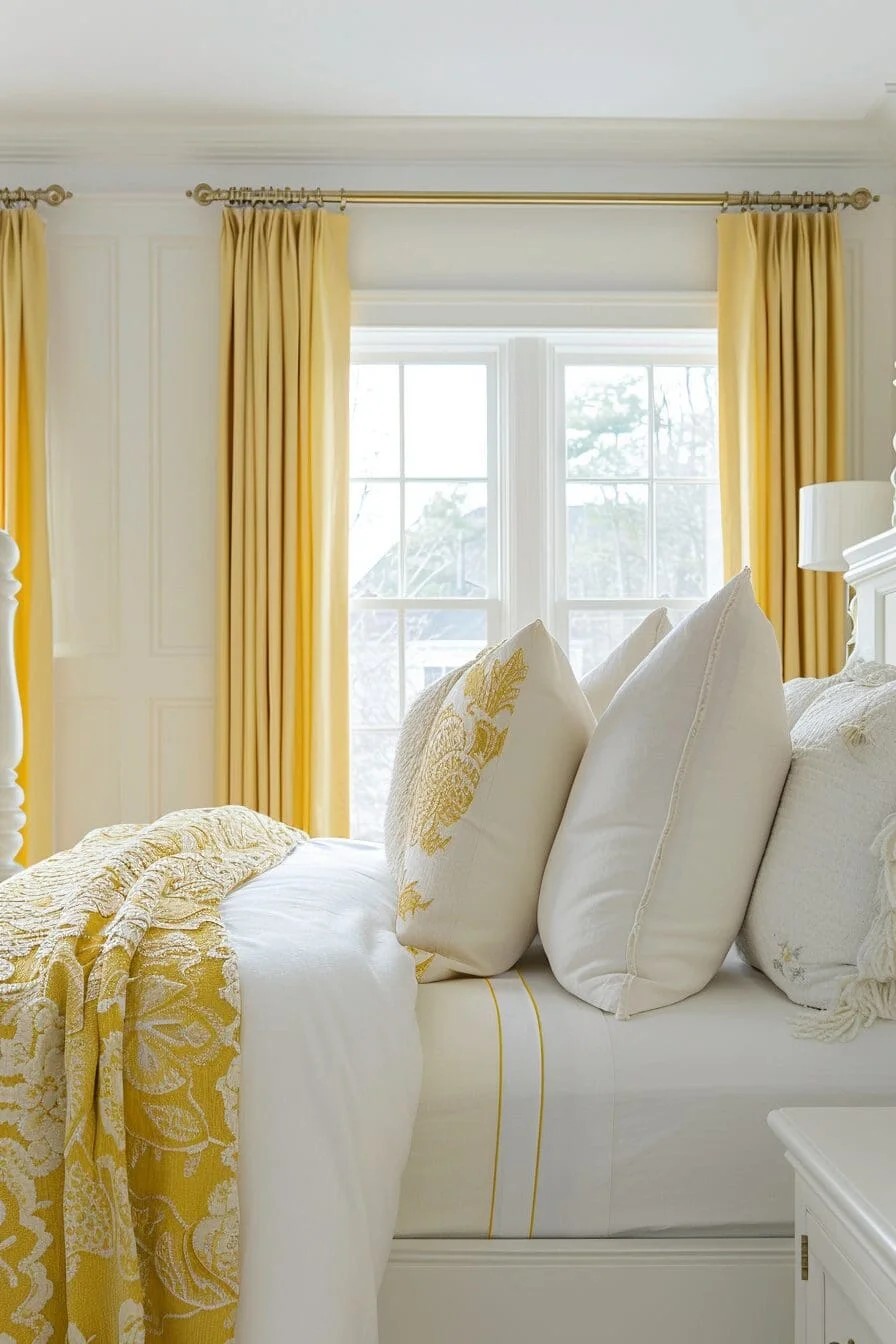 Minimalist Yellow and White Bedroom