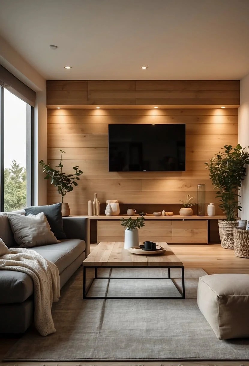 Natural Wood Trim Accent Wall