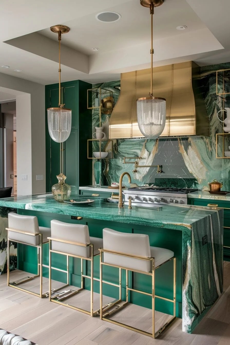 Green and Gold Kitchen Accents