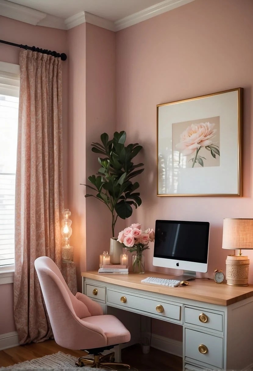 Vintage-Inspired Feminine Home Office