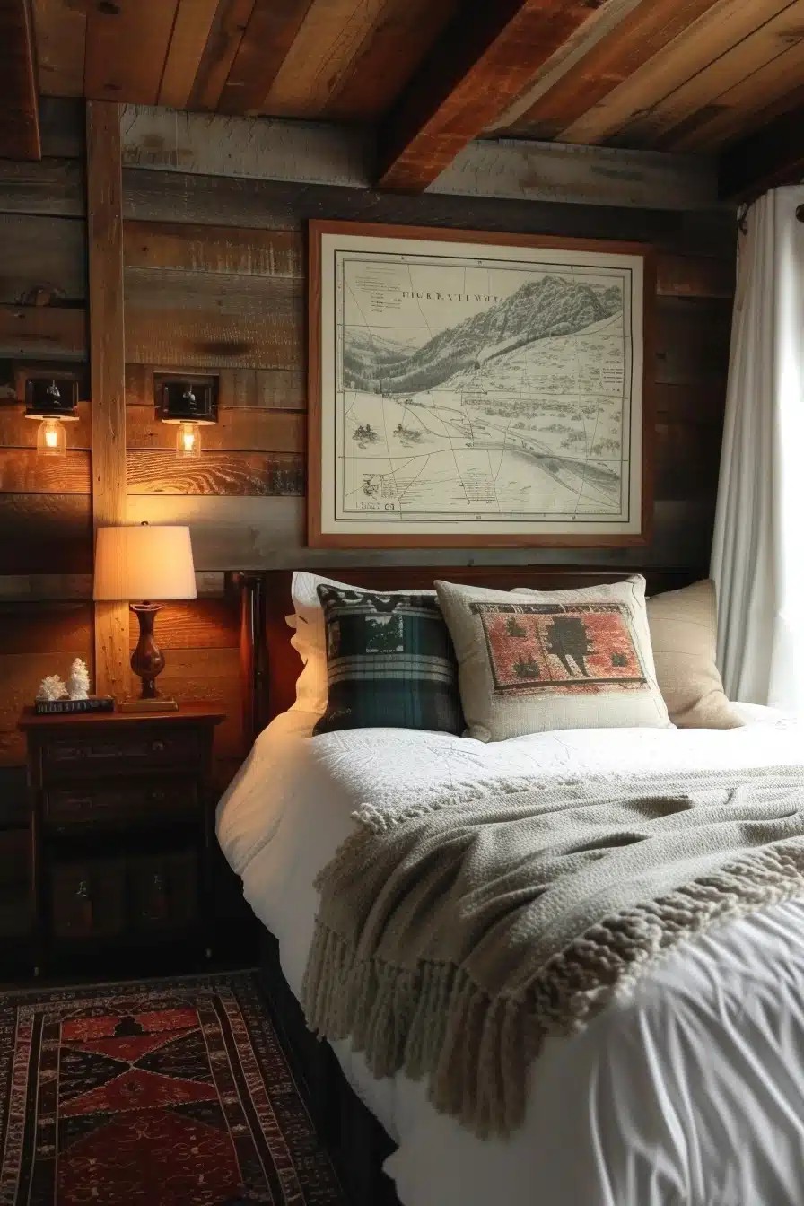 Add a Touch of Whimsy with a Vintage Ski Poster or a Framed Map of a Snowy Landscape