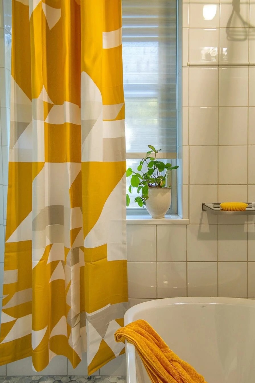 Yellow Geometric Shower Curtain