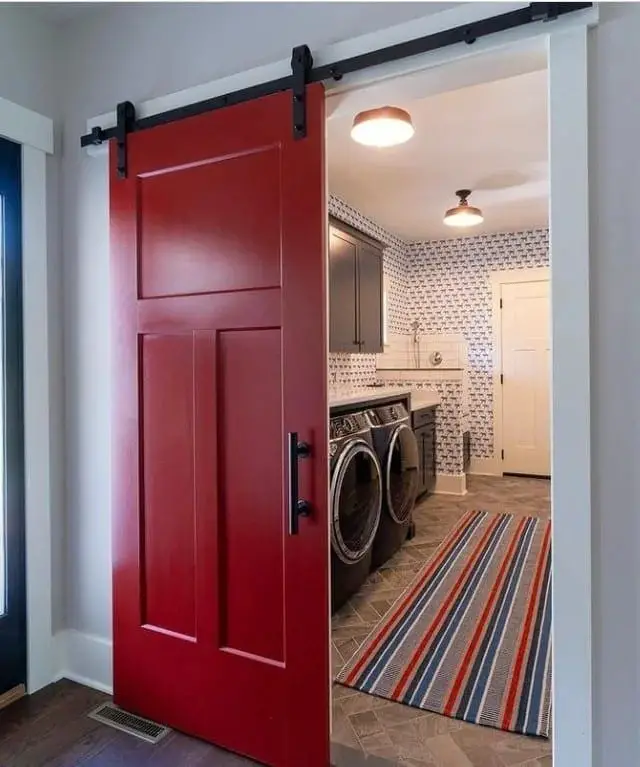 Install a Sliding Door to Save Space in Your Small Laundry Room