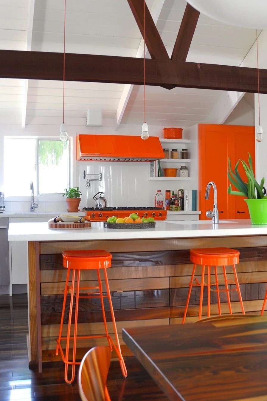 Wood and Orange Accents