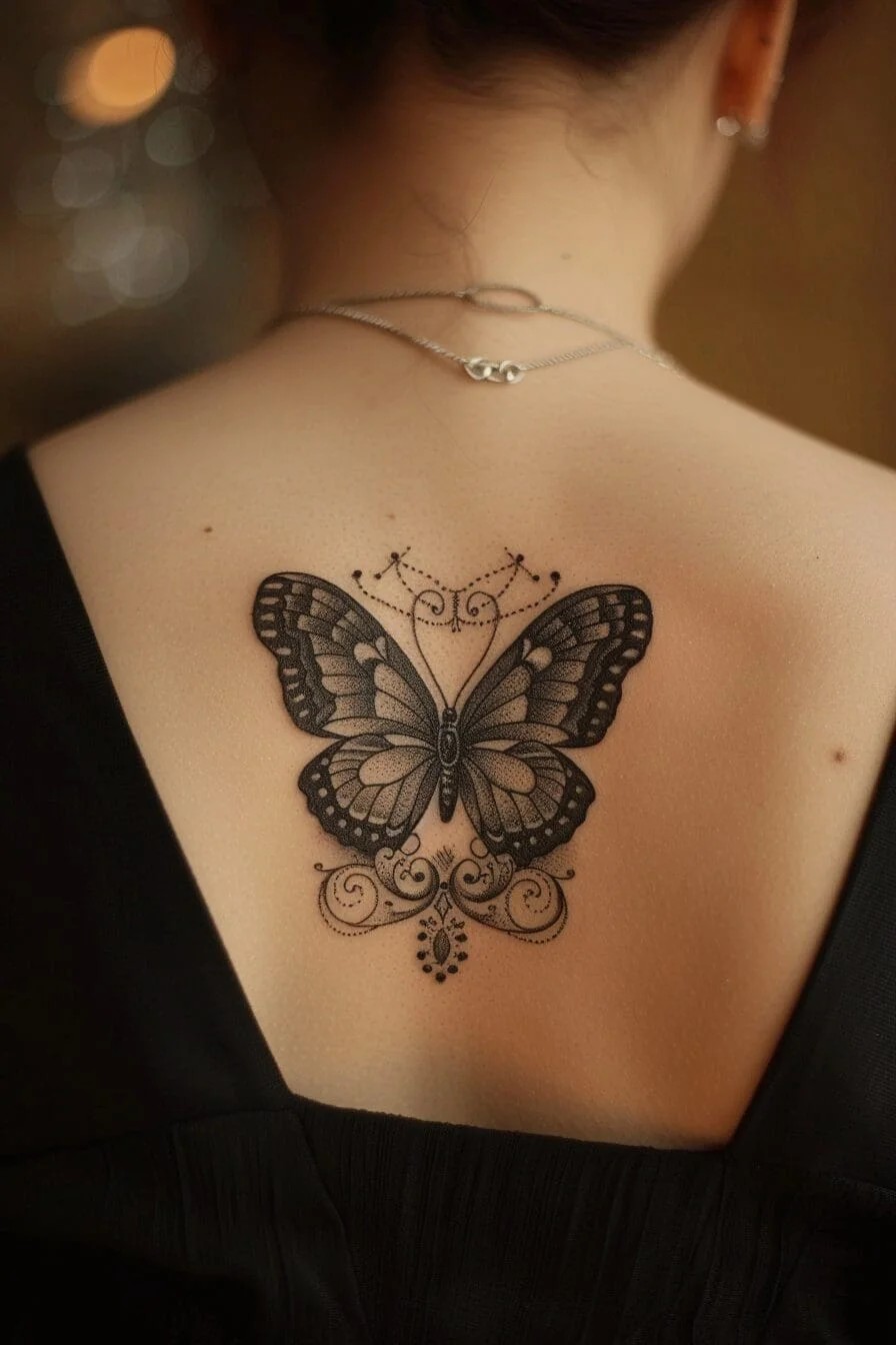 Butterfly with Wings Spread: Symbolizes peace, serenity, and the ability to spread love and positivity