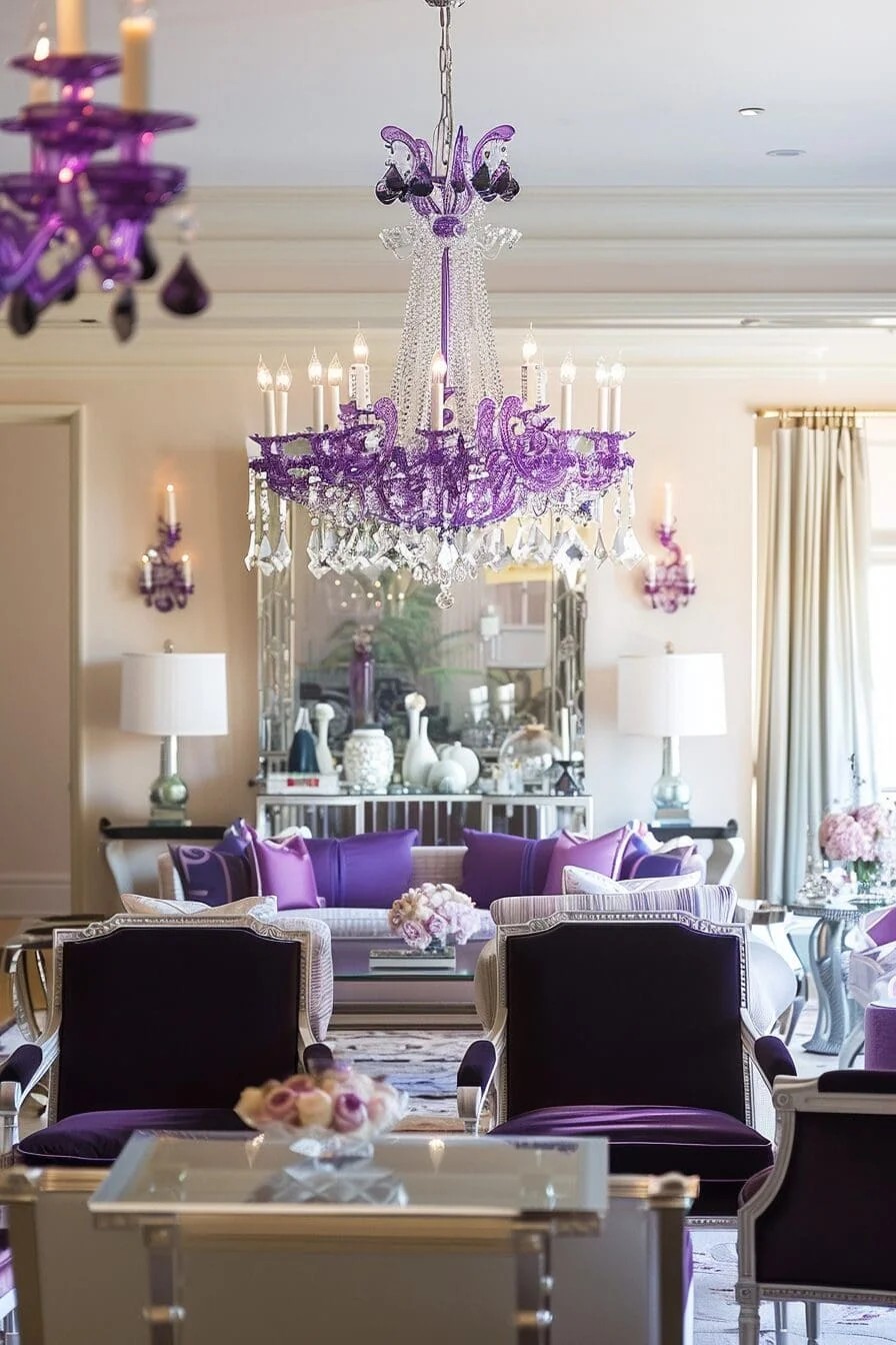 Chandelier with Purple Crystals