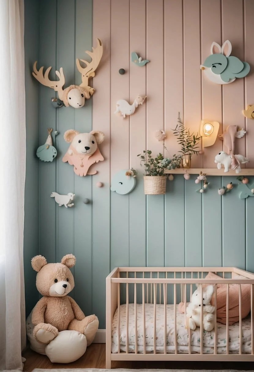 Upcycled Wood Paneling Nursery Accent Wall