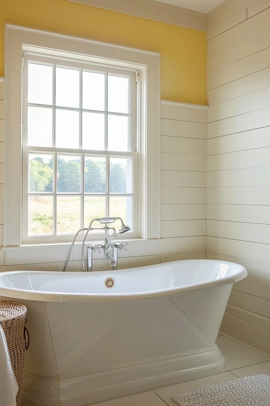 Pale Yellow Walls with White Shiplap