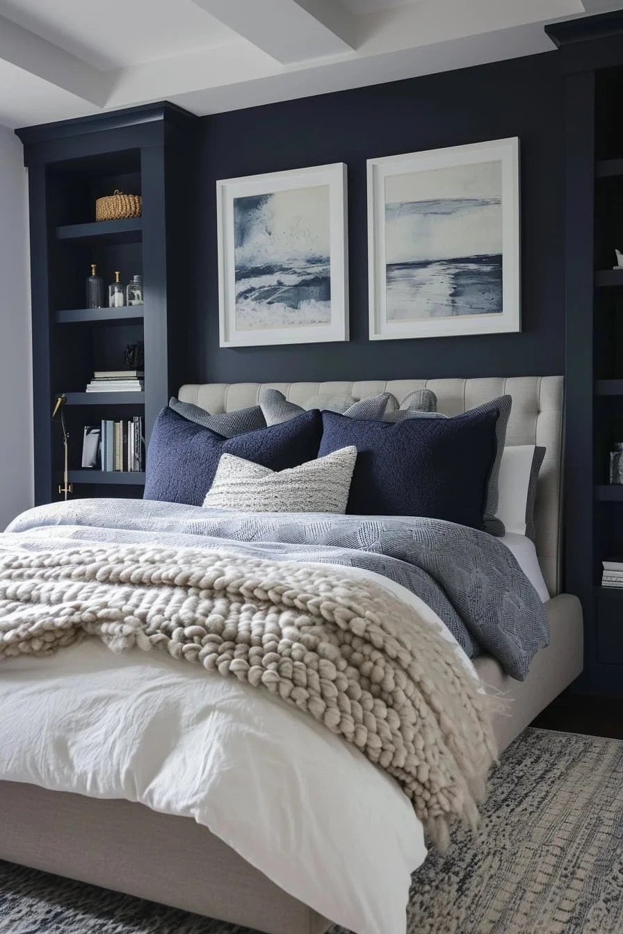 Grey And Navy Loft Bedroom