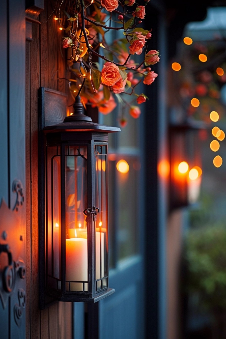 Romantic Candlelit Lantern Door Decoration