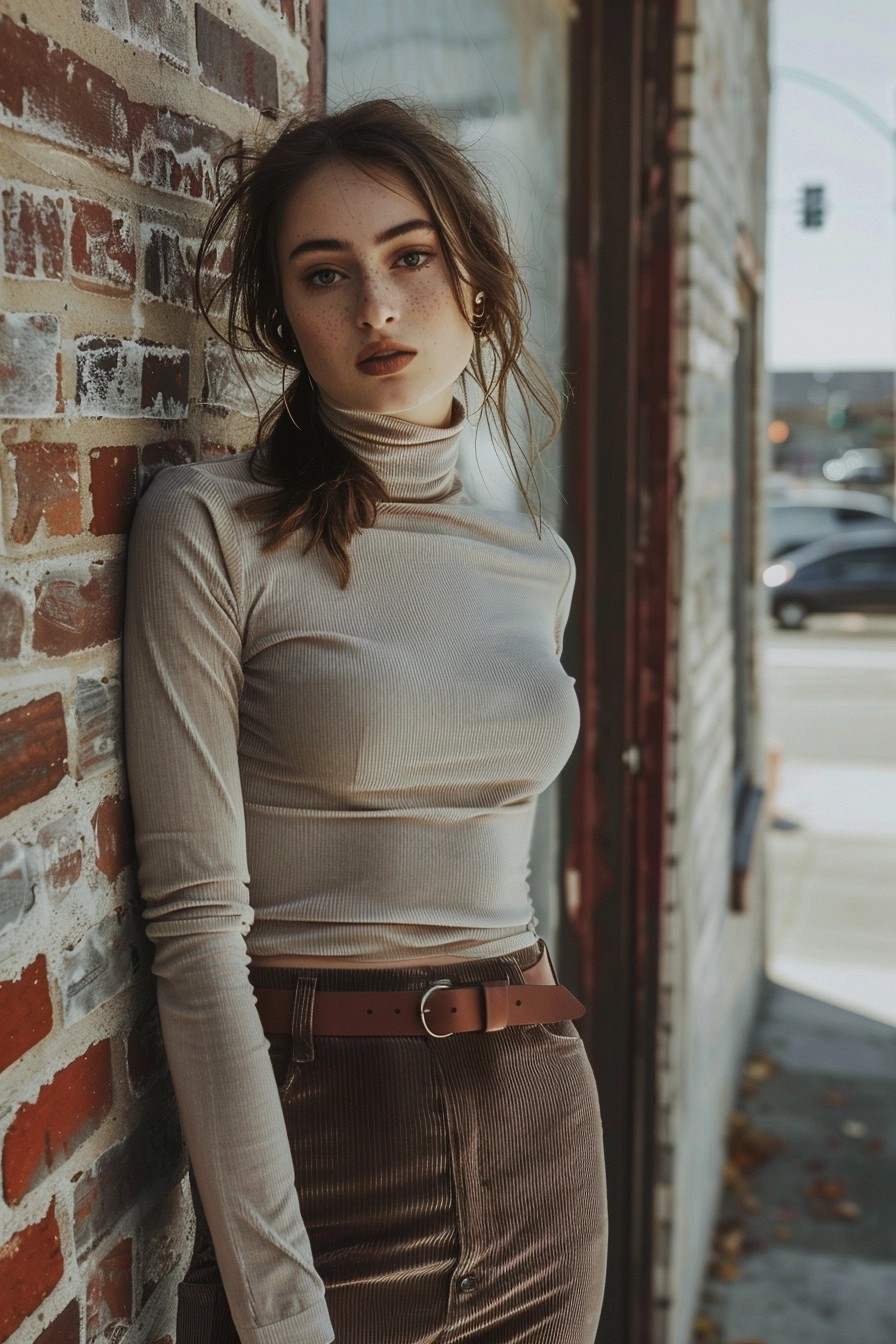 Corduroy Skirt and Turtleneck