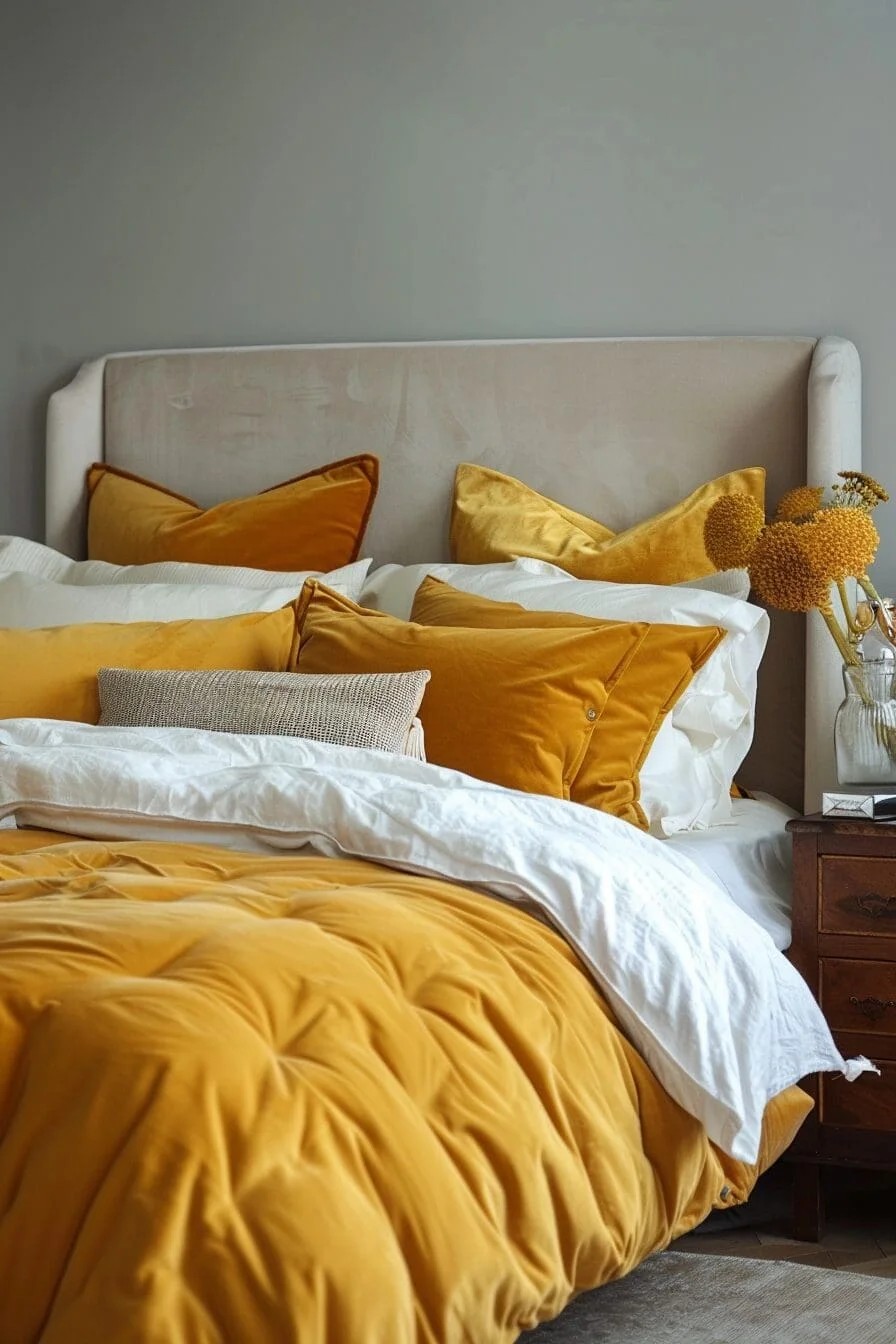 Luxe Yellow Velvet Bedding