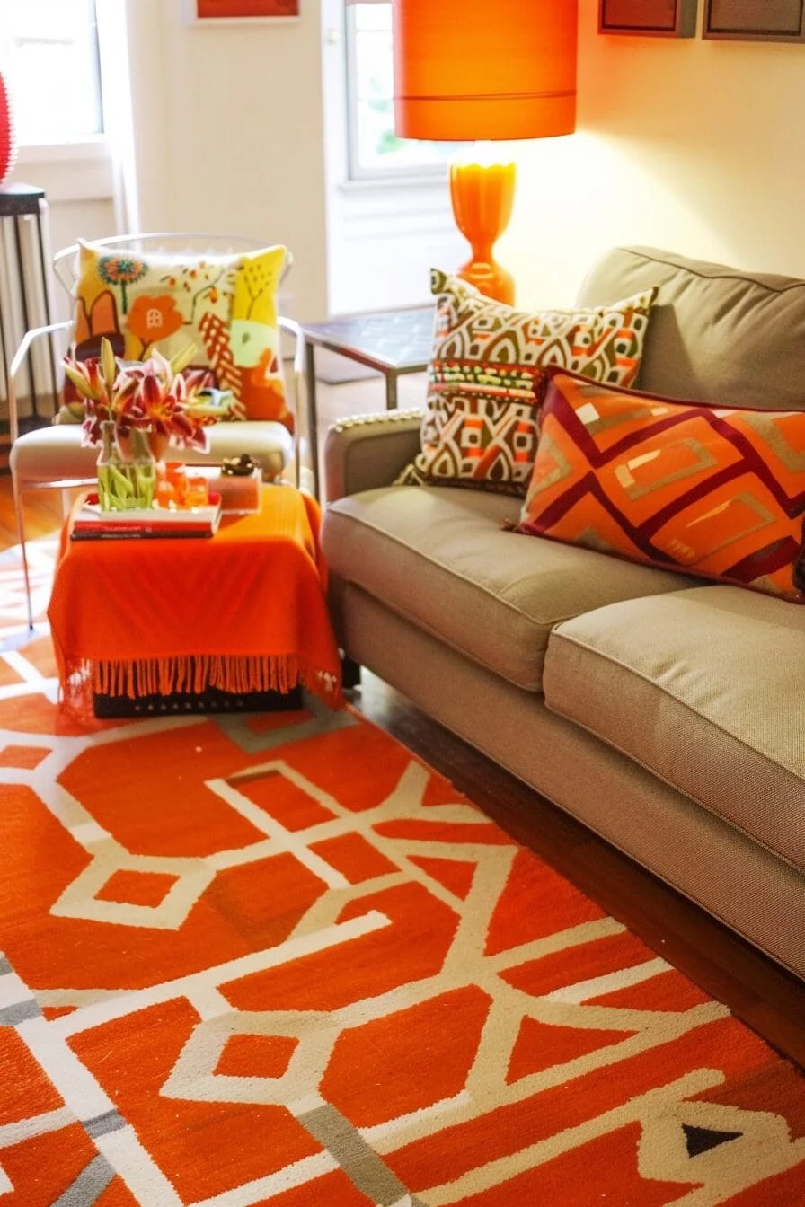 Geometric Orange Rug