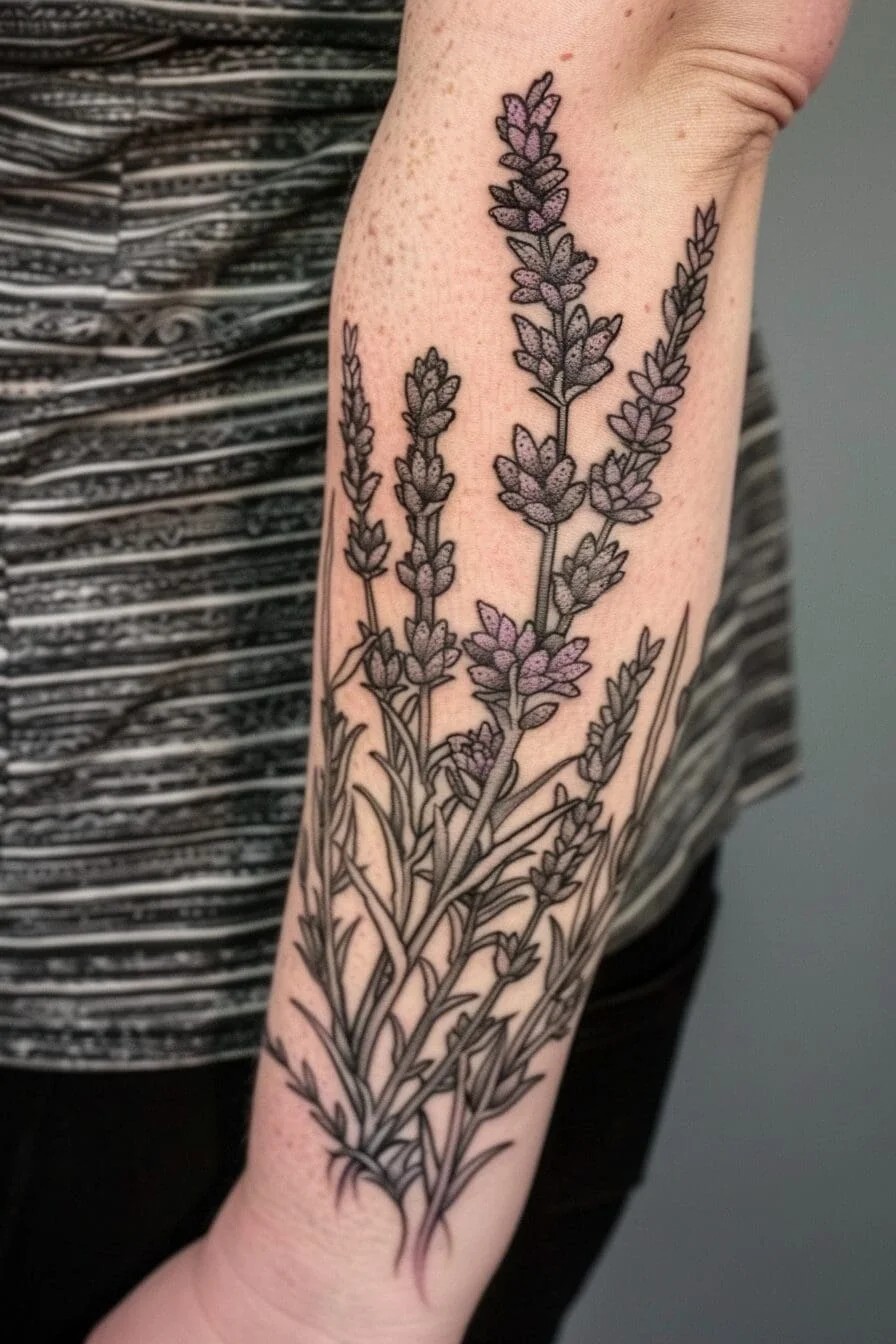 Lavender Dot Work Tattoo