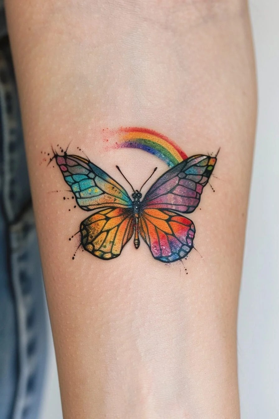 Butterfly with a Rainbow: Represents hope, beauty, and the diversity of life