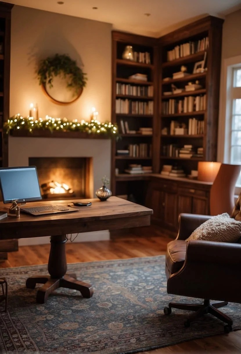 Home Office With A Cozy Fireplace