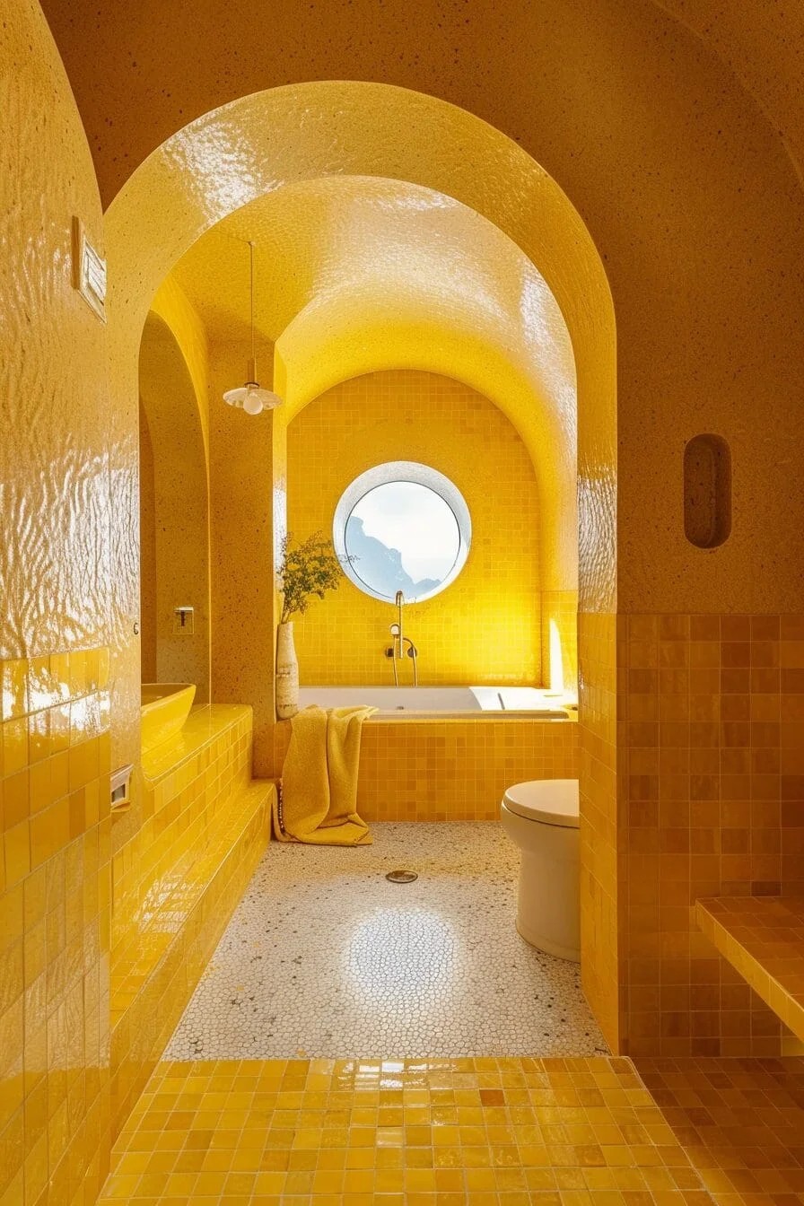 Sunshine Yellow Mosaic Tile Floor