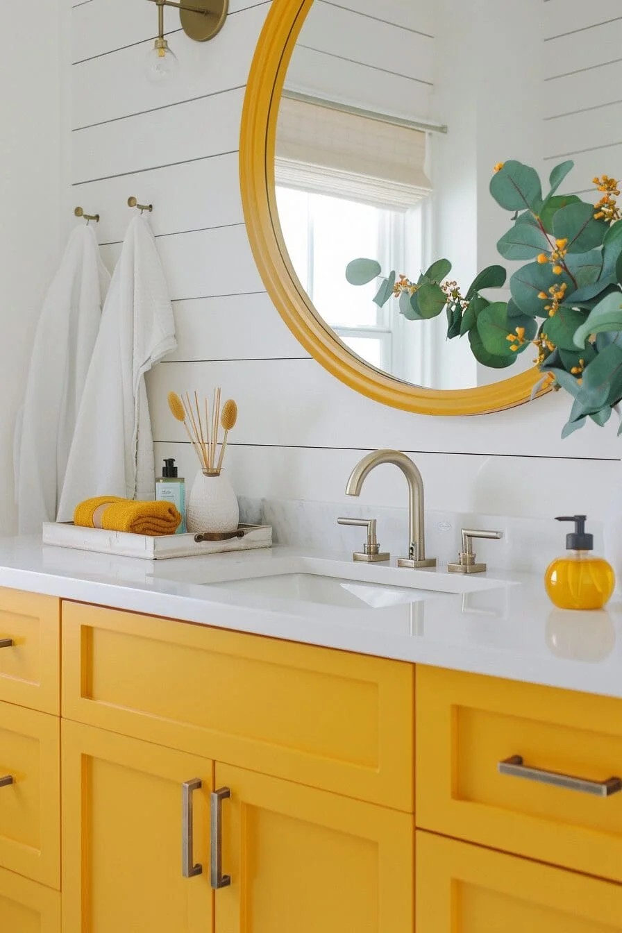 Mustard Yellow Vanity with Clean Lines