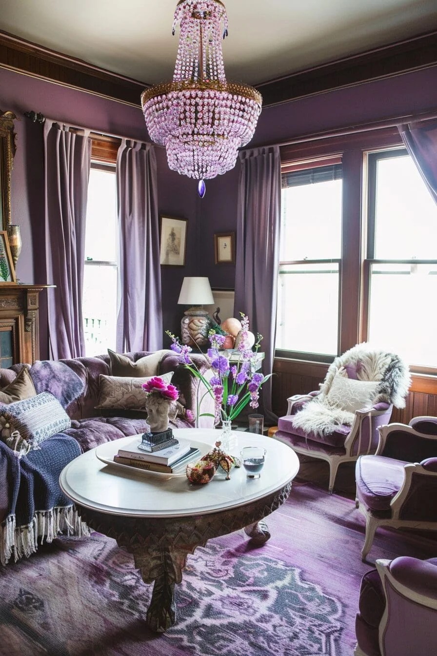 Chandelier with Purple Crystals