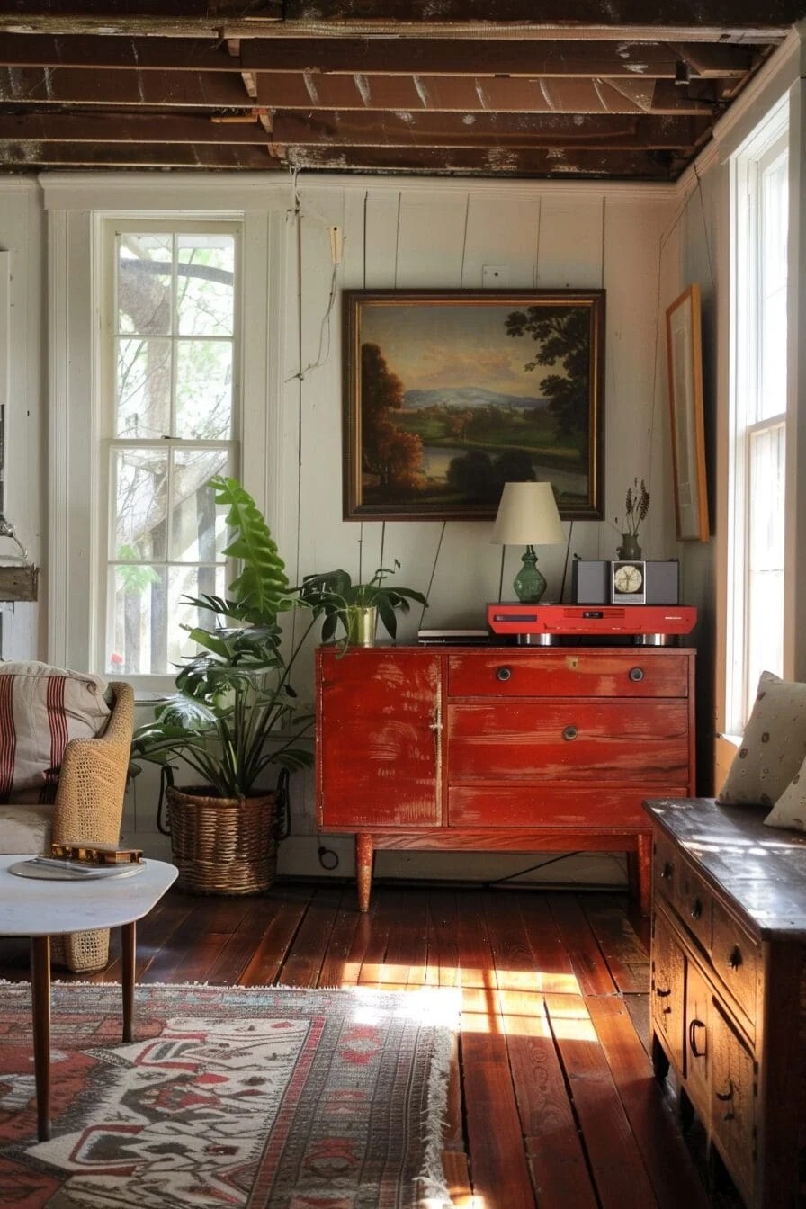 Vintage Red Record Player Stand