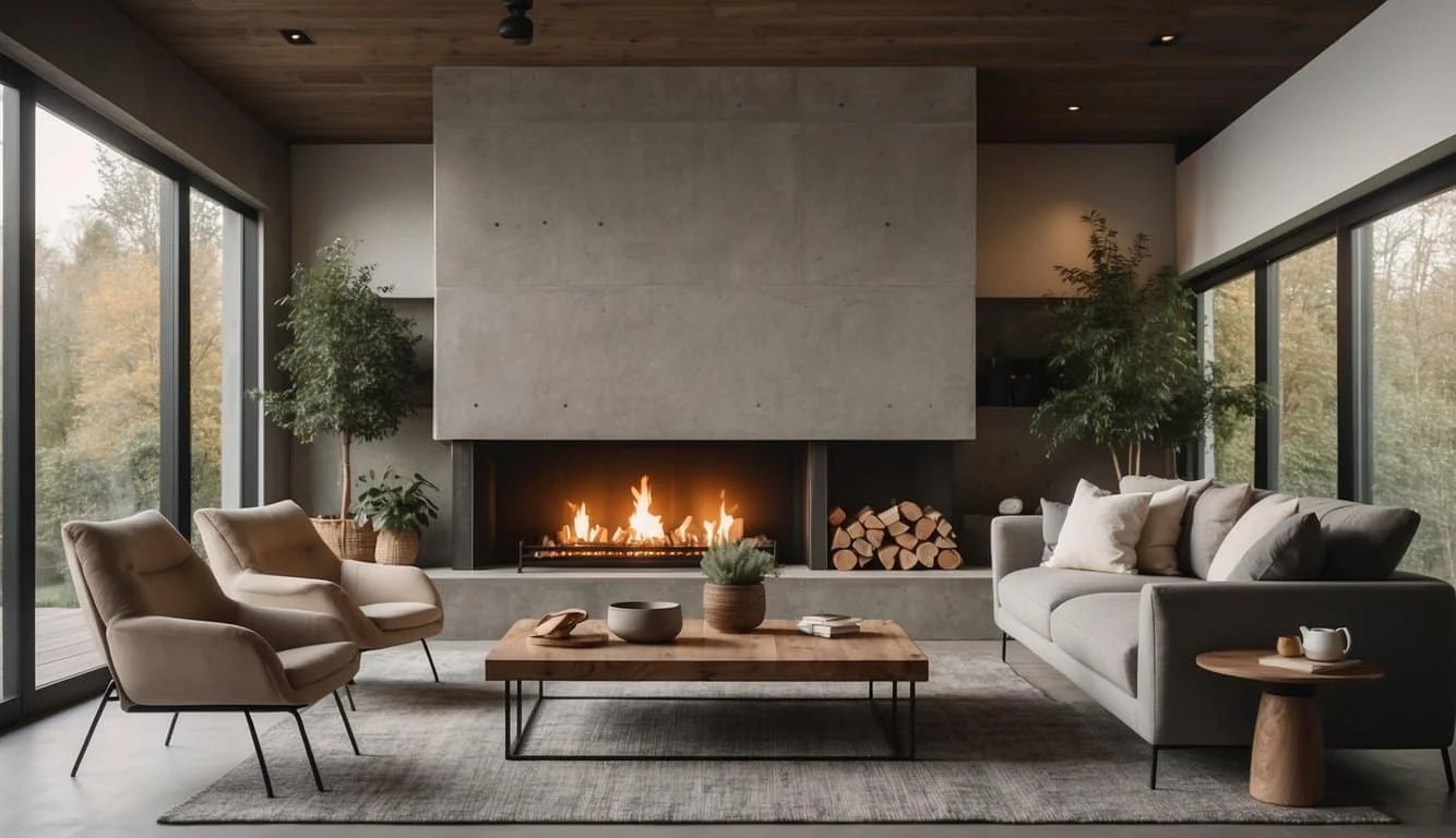 Sleek Concrete Farmhouse Fireplace Design