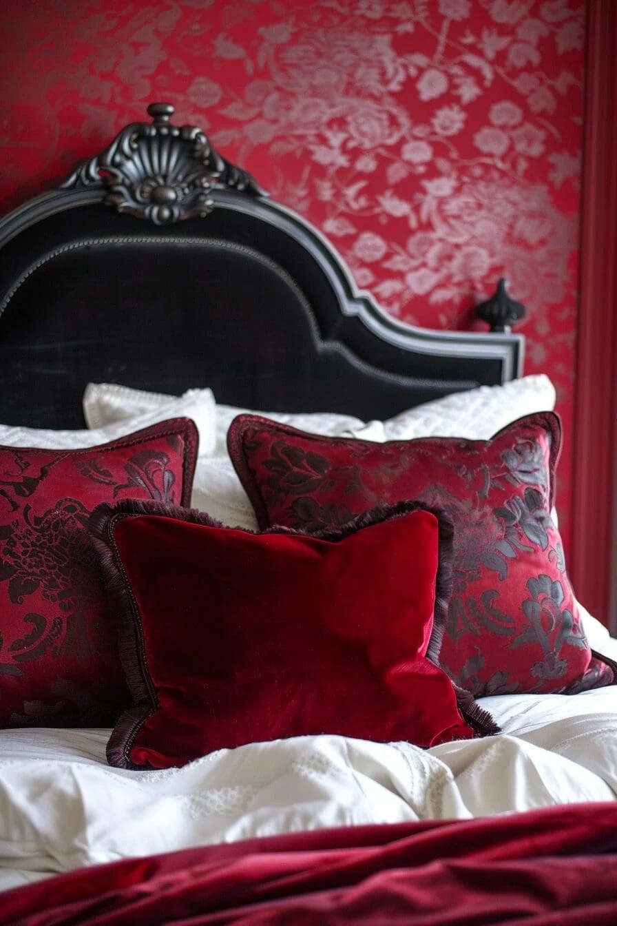 Burgundy Velvet Throw Pillows