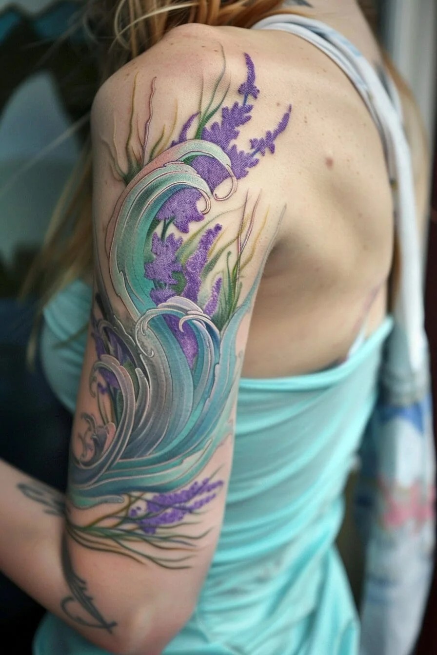 Lavender with a Wave or Ocean Motif