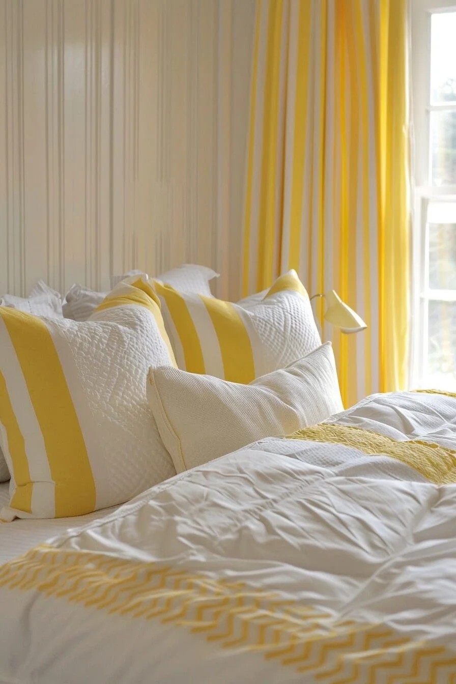 Pale Yellow and White Stripes