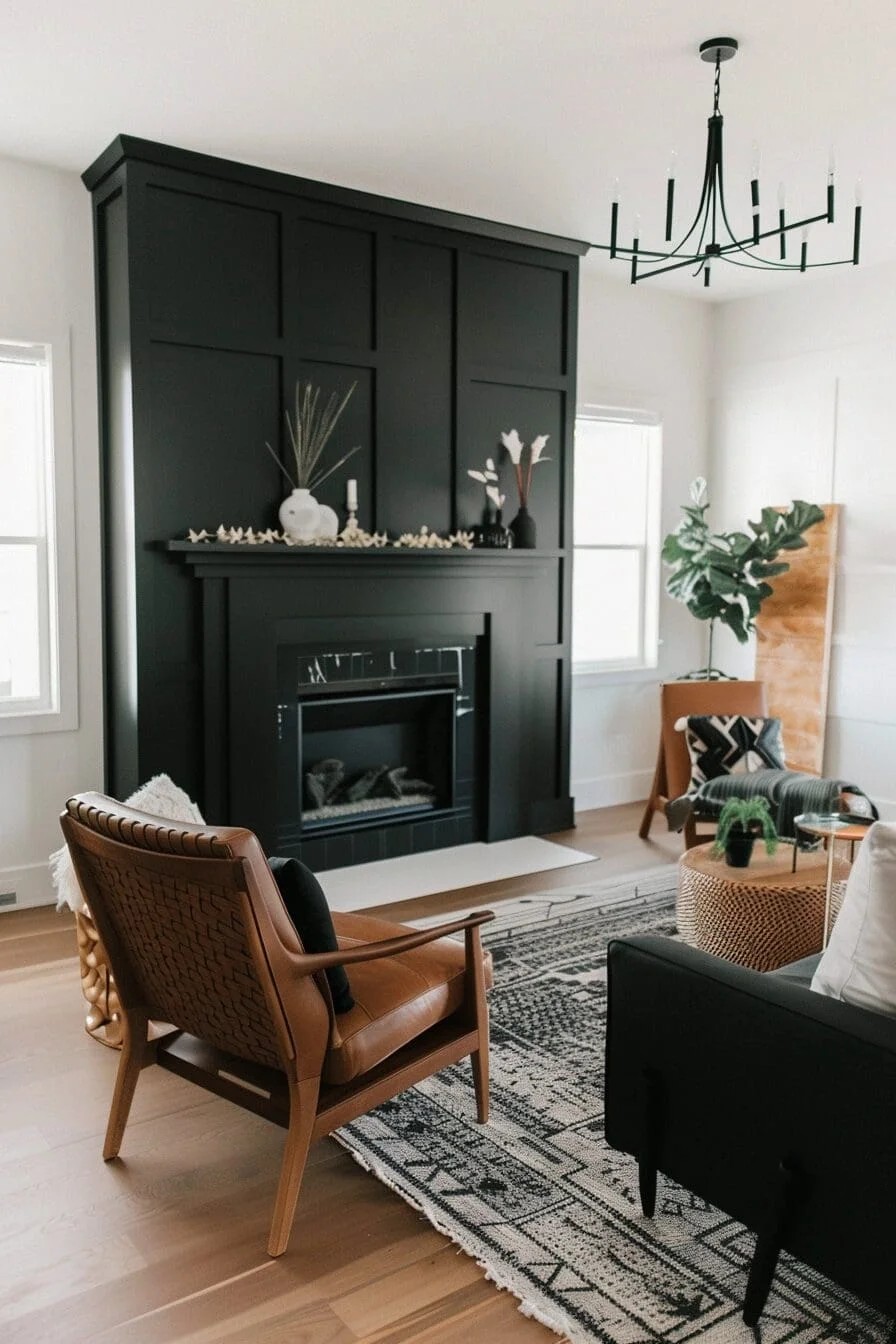 Matte Black Fireplace