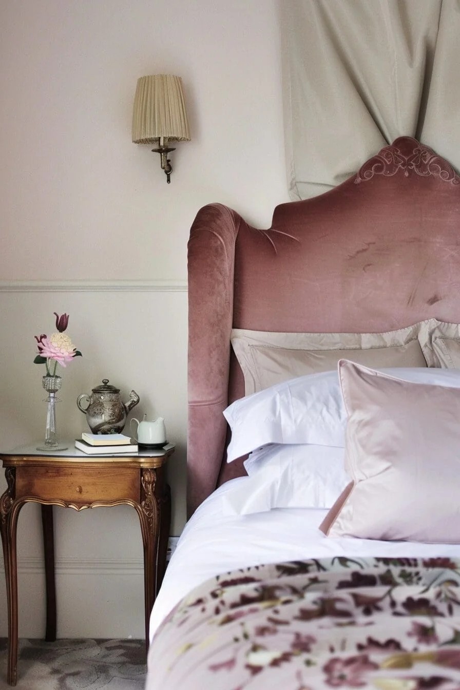 Dusty Rose Velvet Headboard