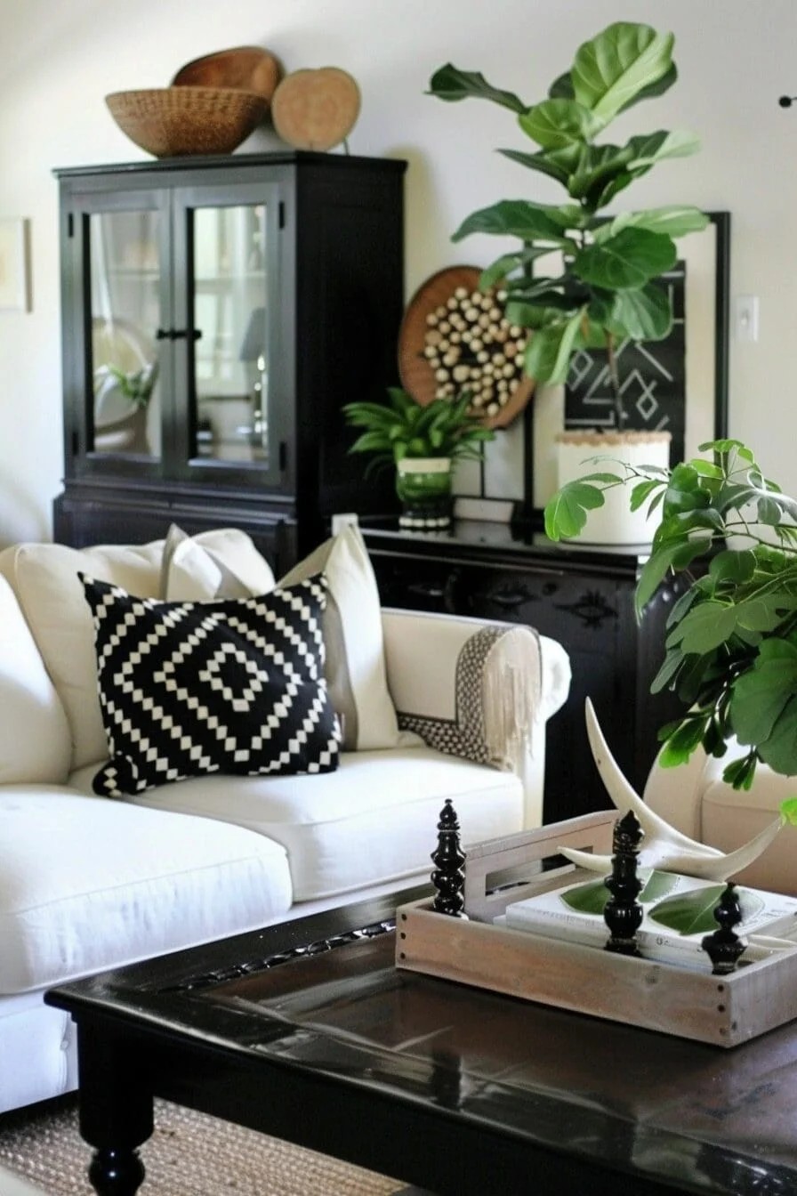 Wood and Black Coffee Table