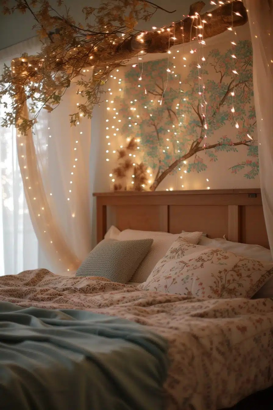 Hang a String of Fairy Lights Along the Headboard or Around the Windowsill