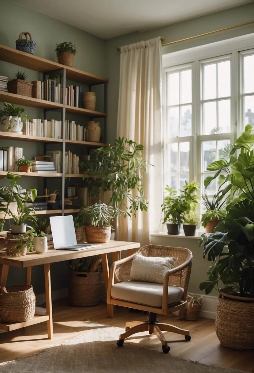 Feminine Home Office With Floral Motifs