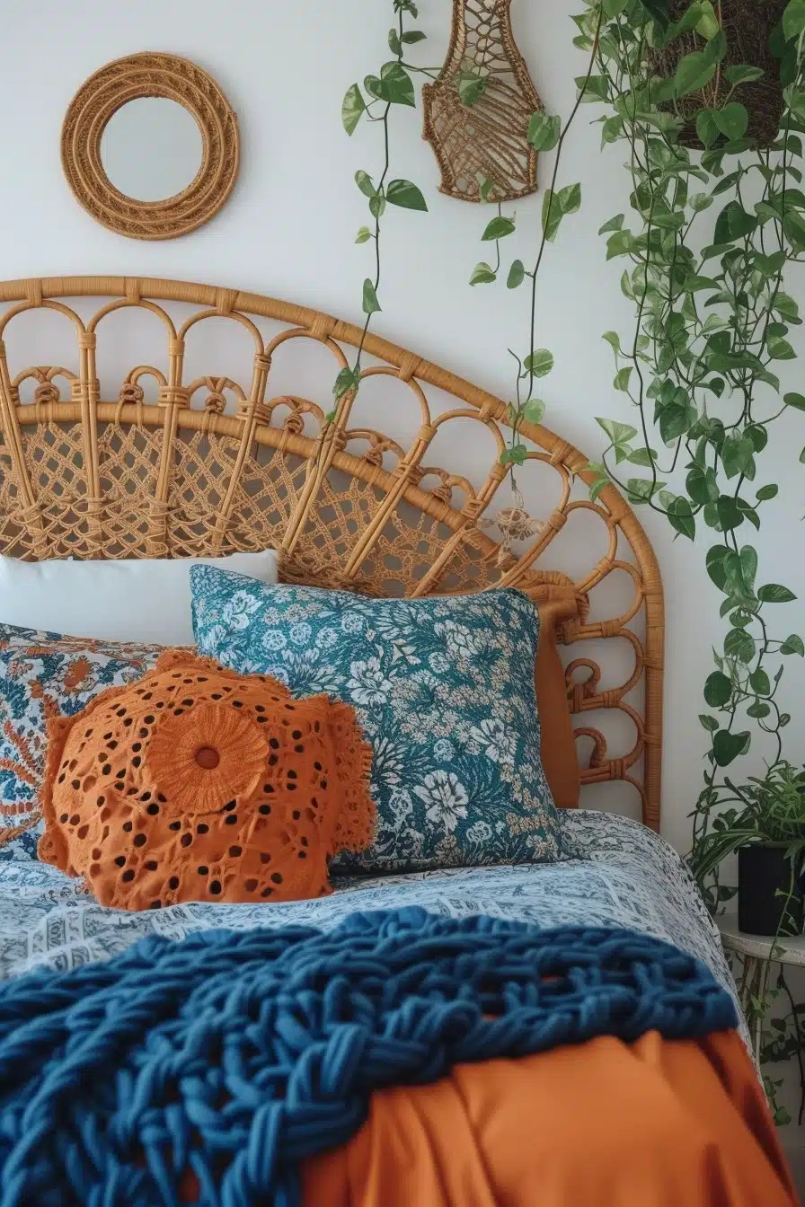 Charming Blue and Orange Bedroom