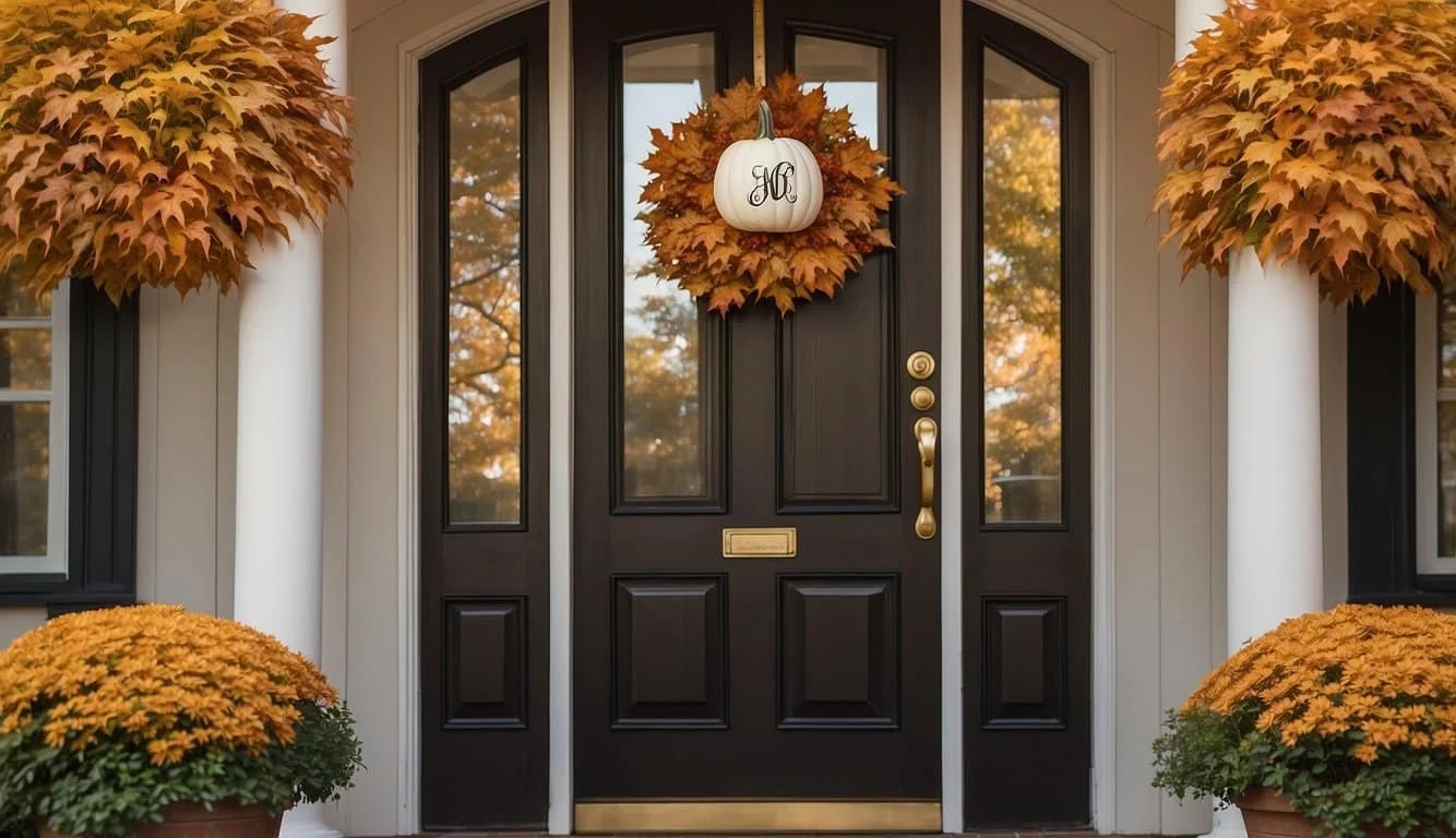 Monogrammed White Pumpkin Door Hanger