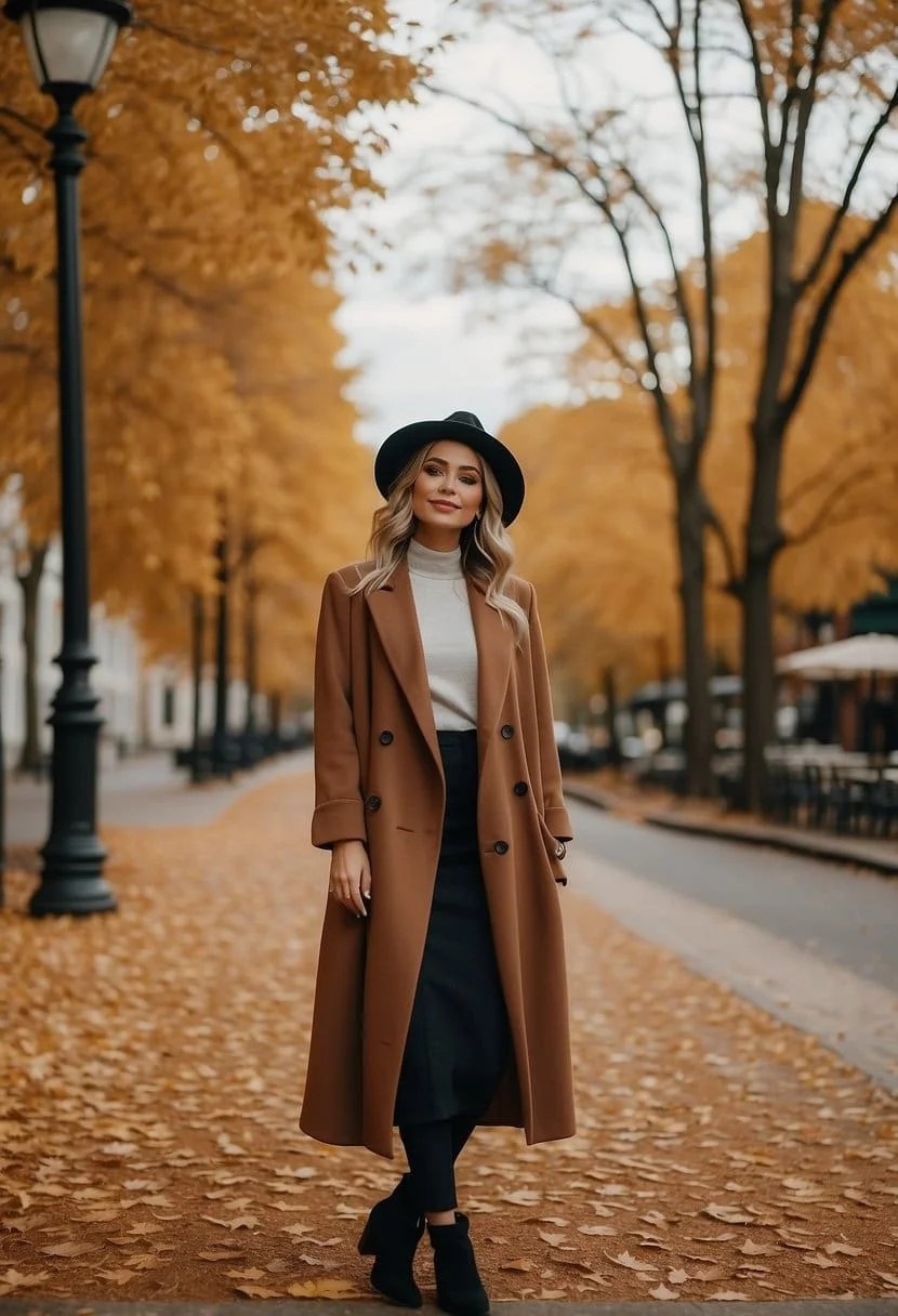 Oversized Blazer With A T-Shirt And Midi Skirt