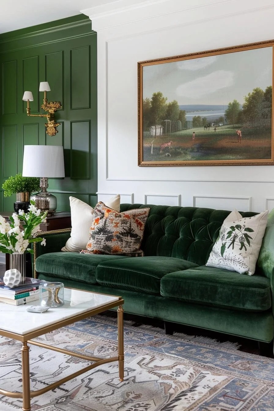 Emerald Green Velvet Sofa