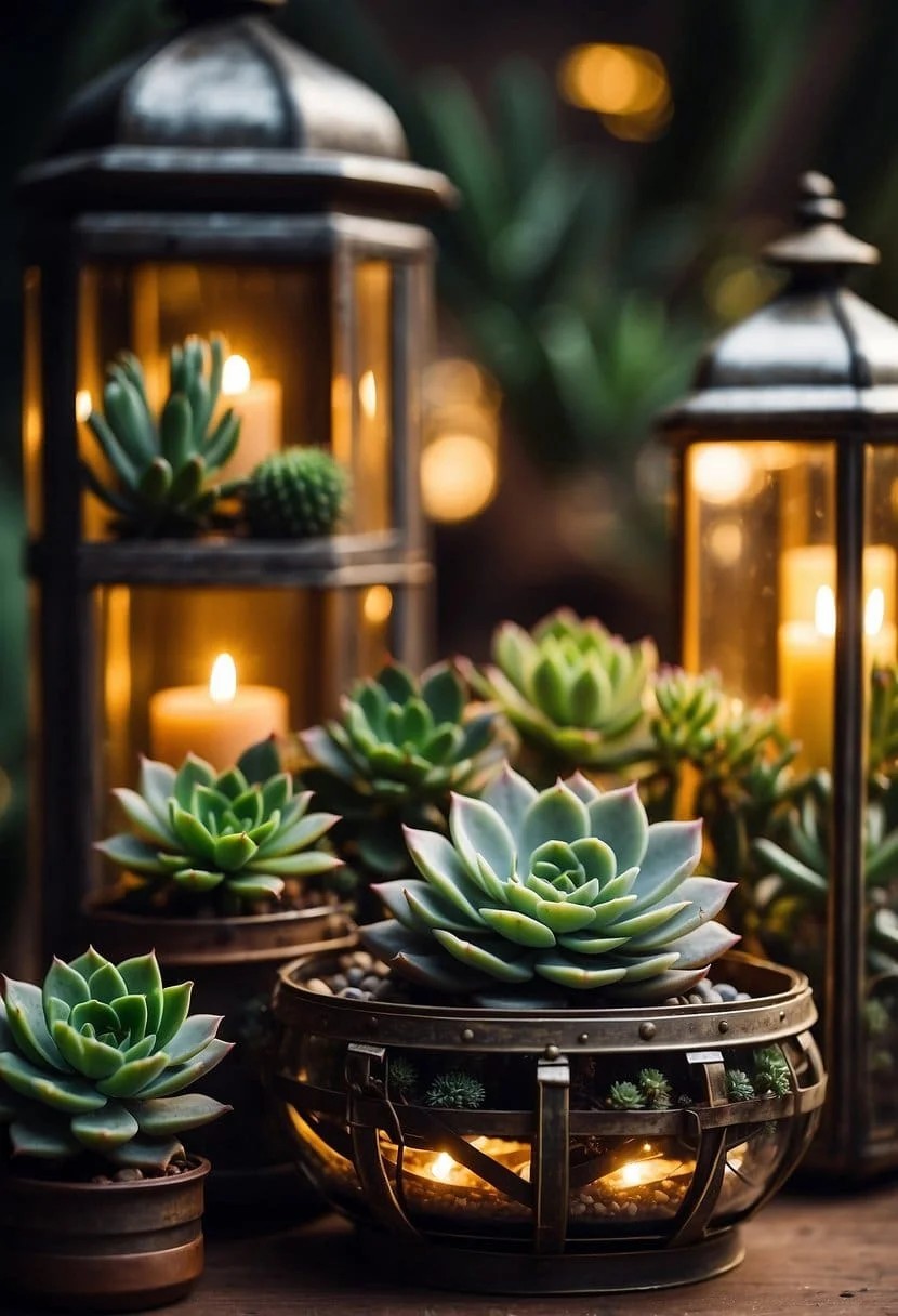 Lanterns with Succulents and Cacti