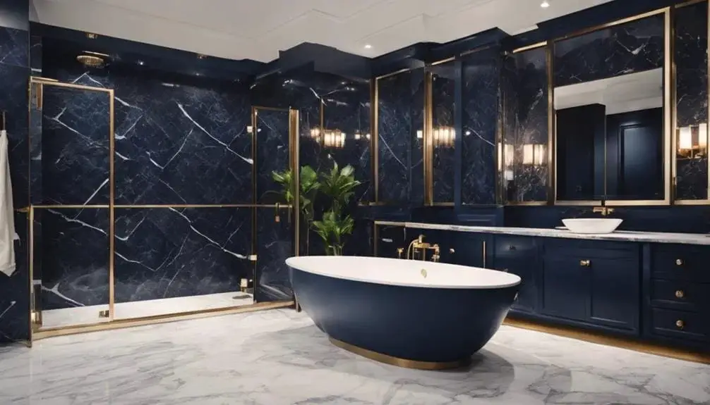 Navy and Marble for a Luxurious Bathroom