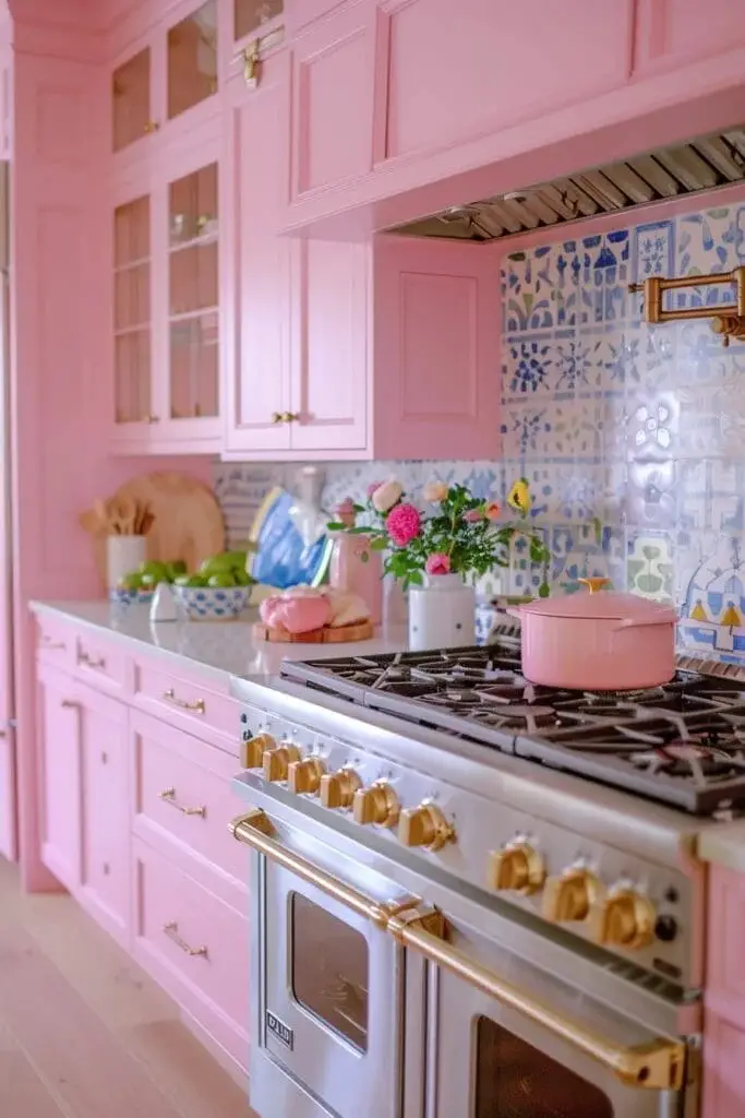 Surround the Stove with Pink Cabinetry