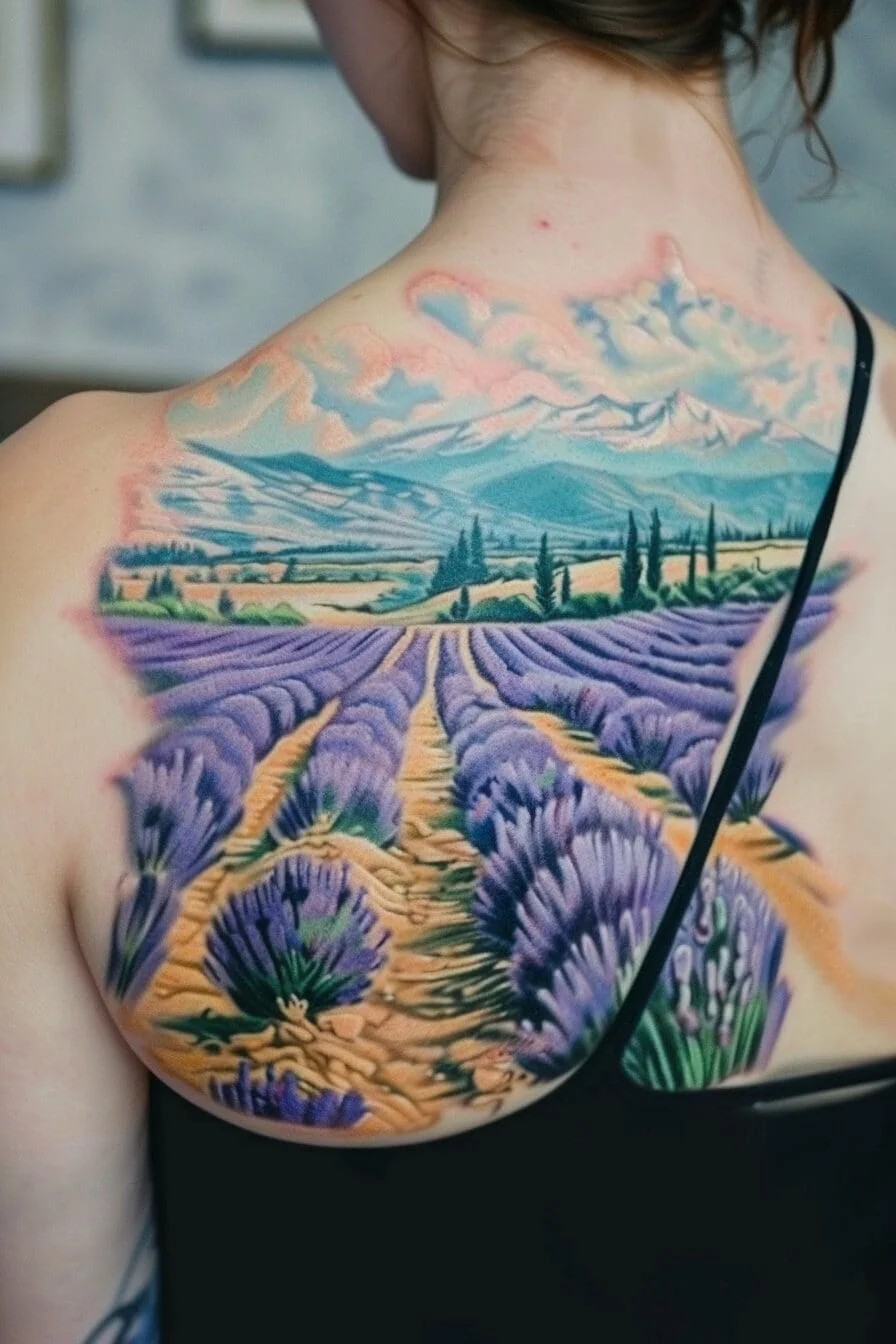 Lavender Field or Landscape Tattoo