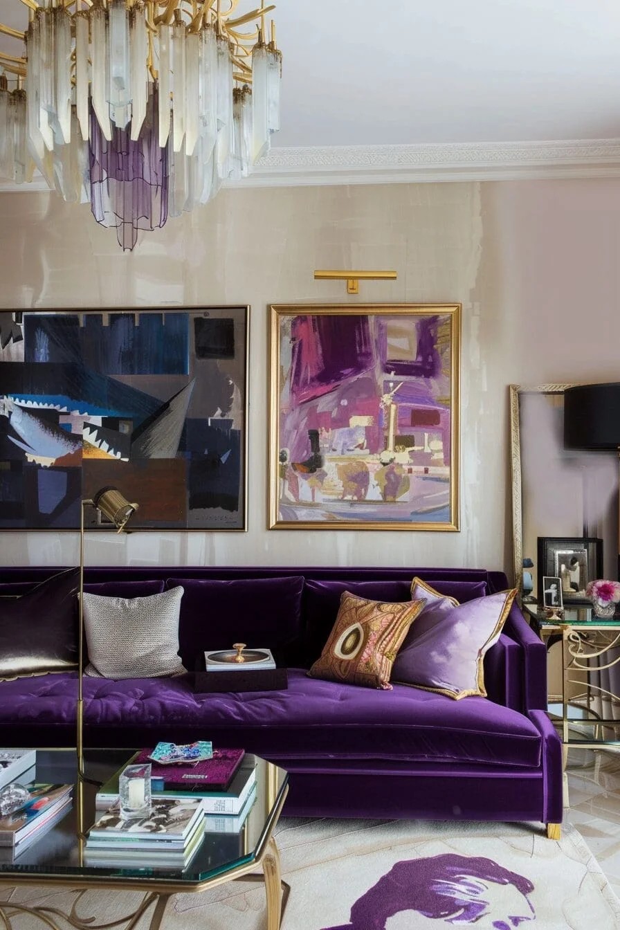 Purple Velvet Sofa