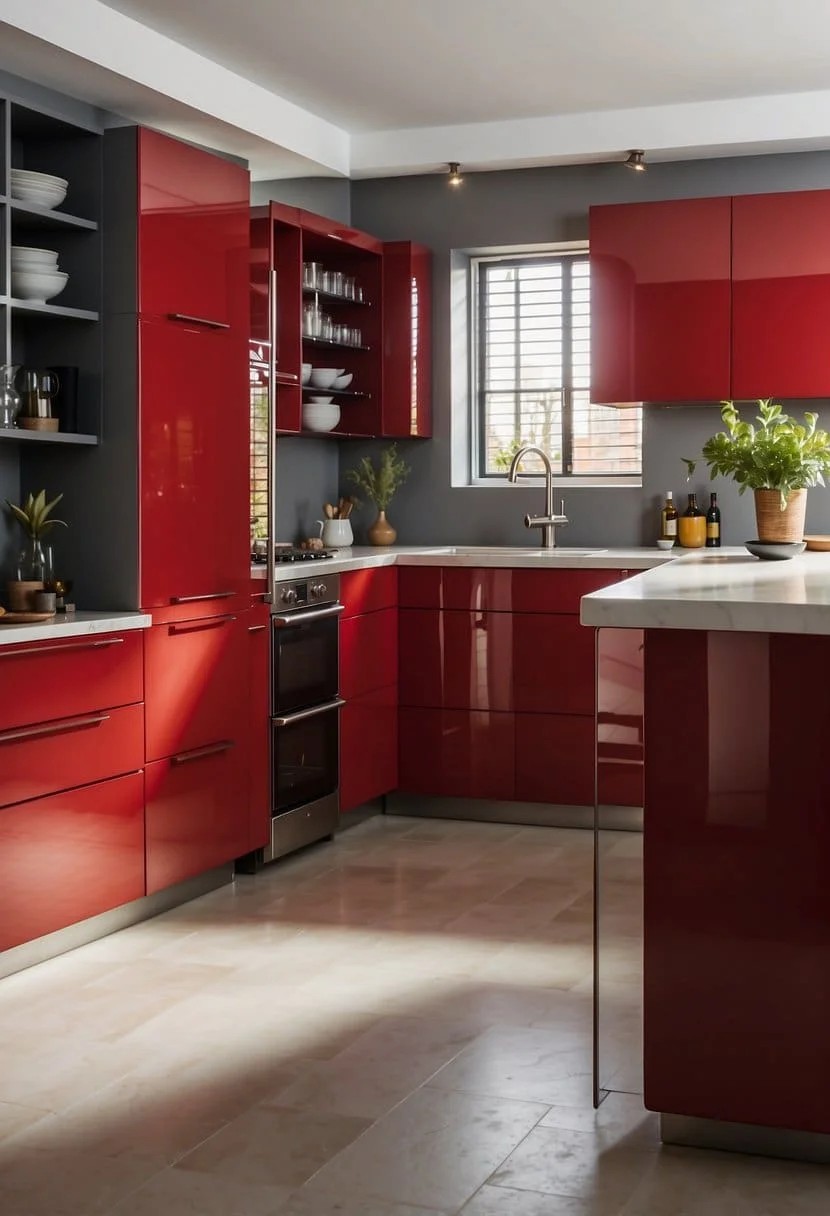 Bold Red Kitchen Cabinets