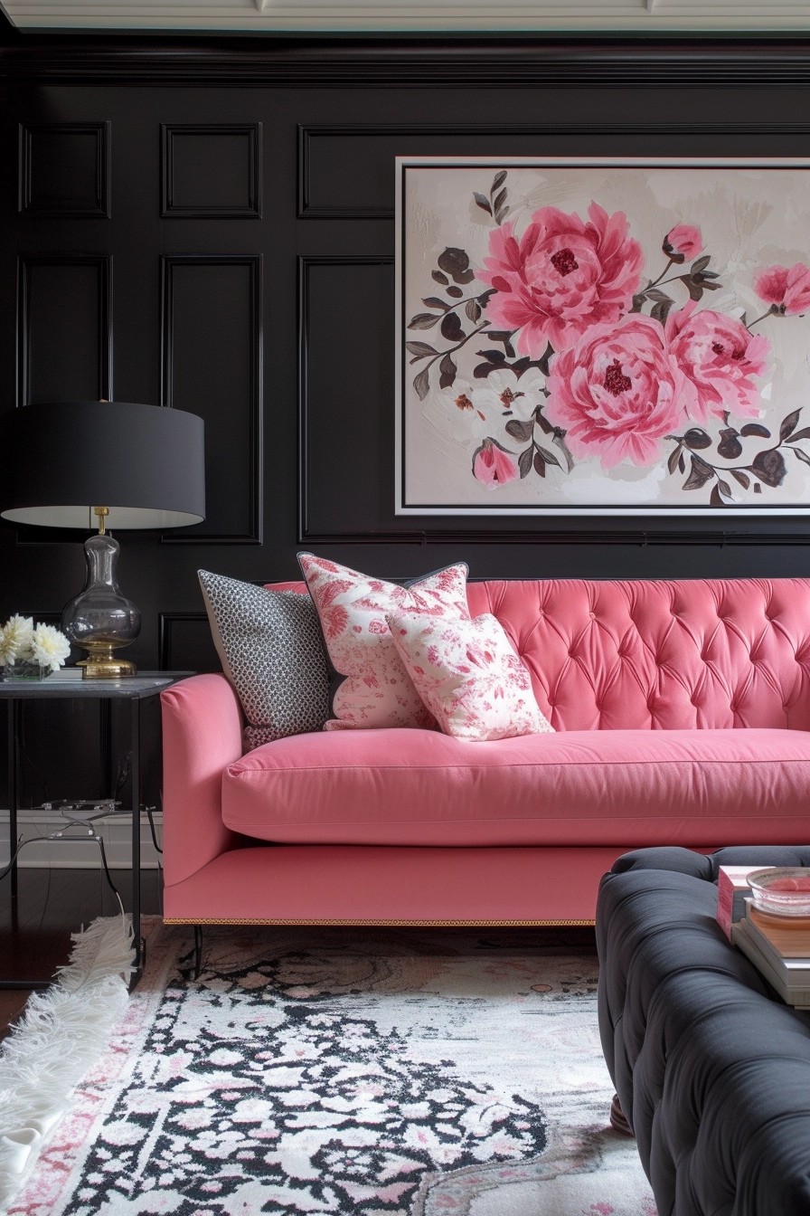 Harmonizing Pink And Black Room Accents